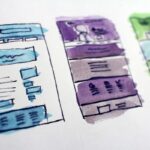 Design sketches and wireframes on a desk - planning custom Gutenberg blocks with ACF